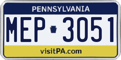 PA license plate MEP3051