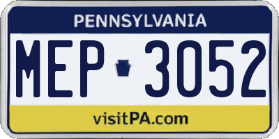 PA license plate MEP3052