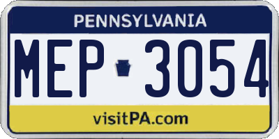 PA license plate MEP3054