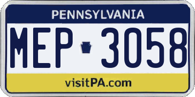 PA license plate MEP3058