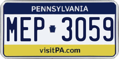 PA license plate MEP3059