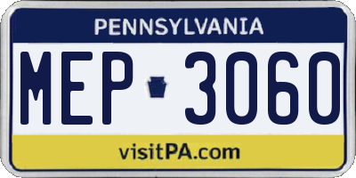 PA license plate MEP3060