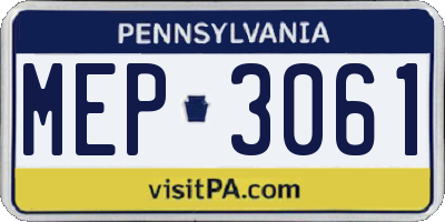 PA license plate MEP3061