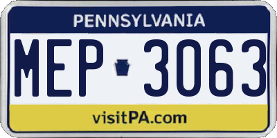 PA license plate MEP3063