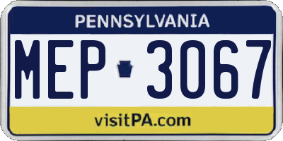 PA license plate MEP3067