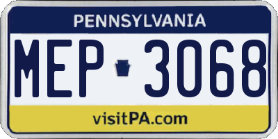 PA license plate MEP3068