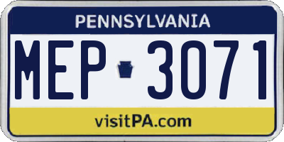PA license plate MEP3071