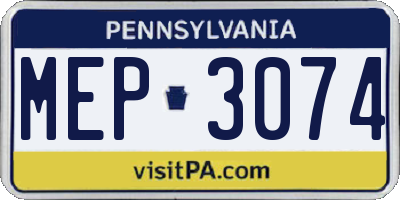 PA license plate MEP3074