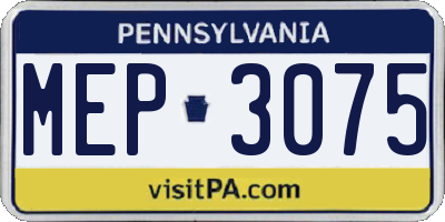 PA license plate MEP3075