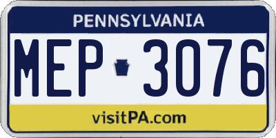 PA license plate MEP3076