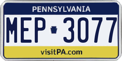 PA license plate MEP3077