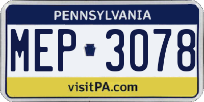 PA license plate MEP3078