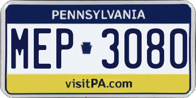 PA license plate MEP3080