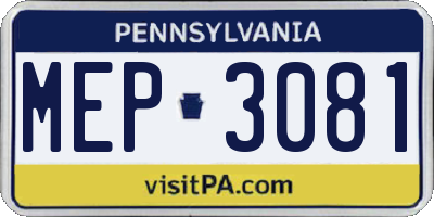 PA license plate MEP3081