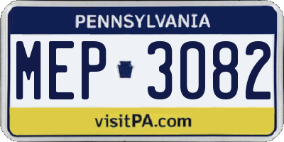 PA license plate MEP3082