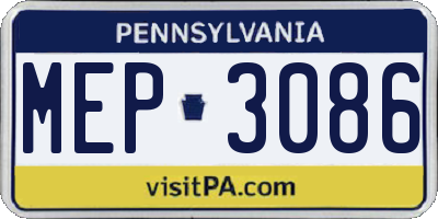 PA license plate MEP3086