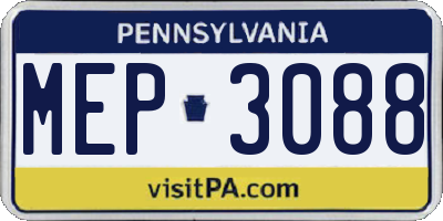 PA license plate MEP3088