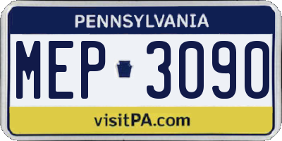 PA license plate MEP3090