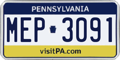 PA license plate MEP3091