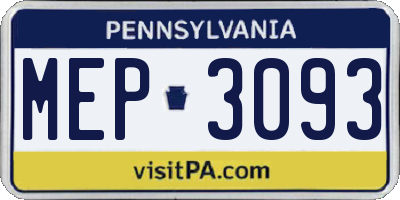 PA license plate MEP3093
