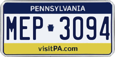 PA license plate MEP3094