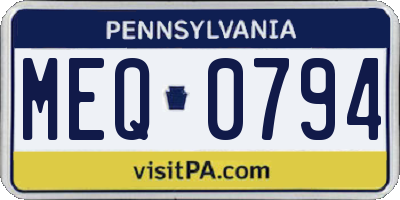 PA license plate MEQ0794