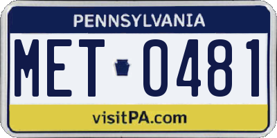 PA license plate MET0481