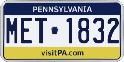 PA license plate MET1832