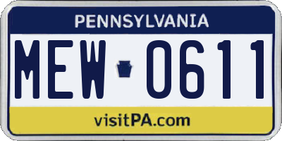 PA license plate MEW0611