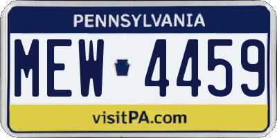PA license plate MEW4459