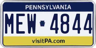 PA license plate MEW4844