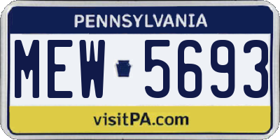 PA license plate MEW5693