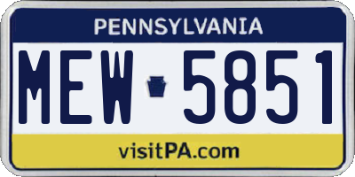 PA license plate MEW5851