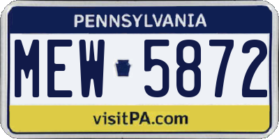 PA license plate MEW5872