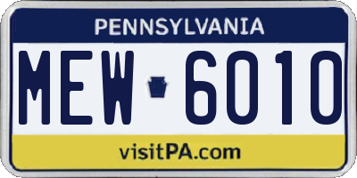 PA license plate MEW6010