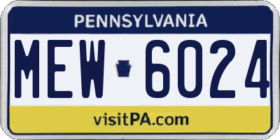 PA license plate MEW6024