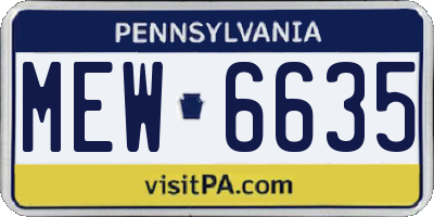 PA license plate MEW6635
