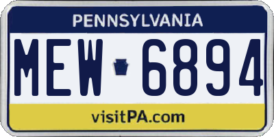 PA license plate MEW6894