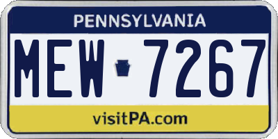 PA license plate MEW7267