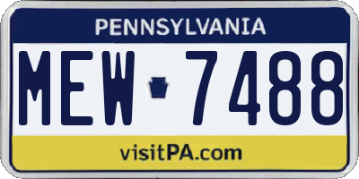 PA license plate MEW7488
