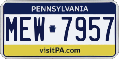 PA license plate MEW7957