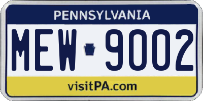 PA license plate MEW9002