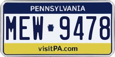PA license plate MEW9478