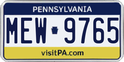 PA license plate MEW9765