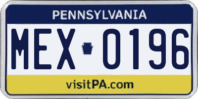 PA license plate MEX0196