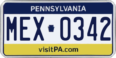 PA license plate MEX0342