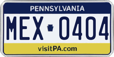 PA license plate MEX0404