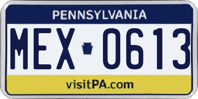PA license plate MEX0613