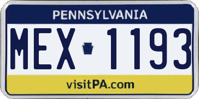 PA license plate MEX1193