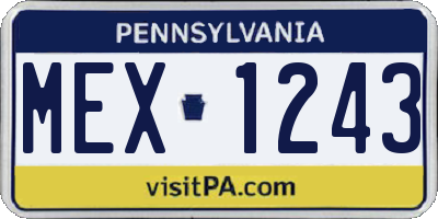 PA license plate MEX1243